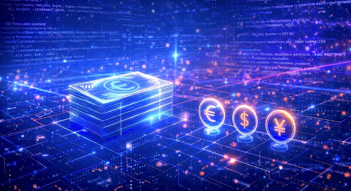 Abstrakcyjna ilustracja walut i konfiguracji Bankstera